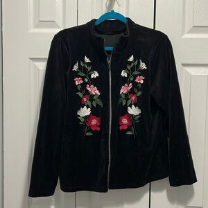 Onque black suede jacket with embroidery PXL $12